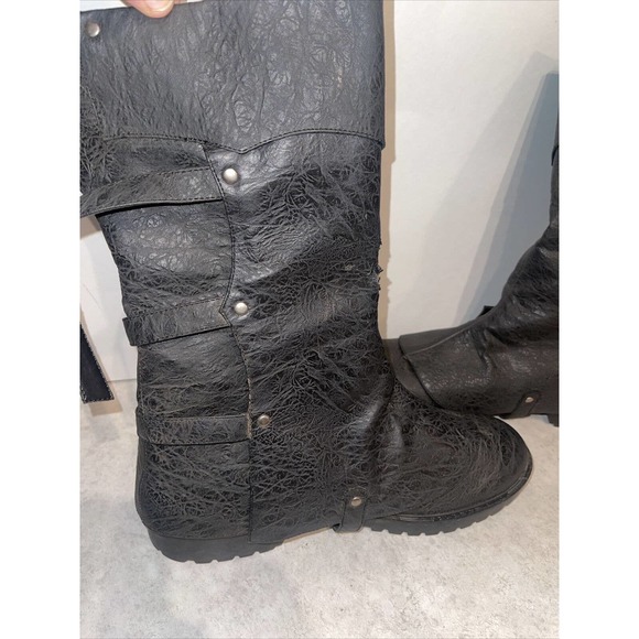 GOTH105 Men L Medieval Warrior Black BuckleStrap Costume Boots L 13” Tall main image 14